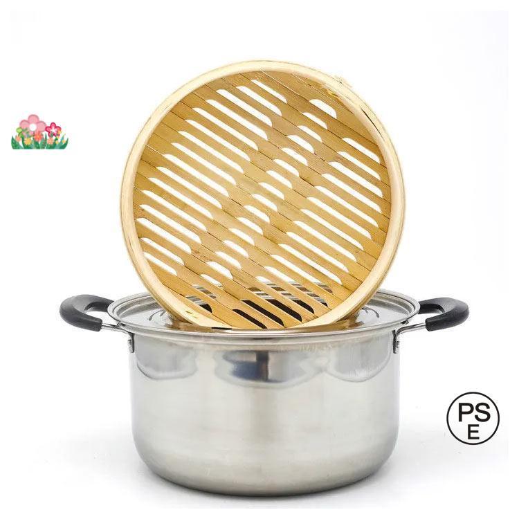 竹 せいろ 中華せいろ 21cm 24cm 27cm 竹セイロ 鍋セット せいろ身×2 ふた×1 蒸し板×1 ステンレス鍋×1 IH対応 蒸籠 セイロ |  | 02