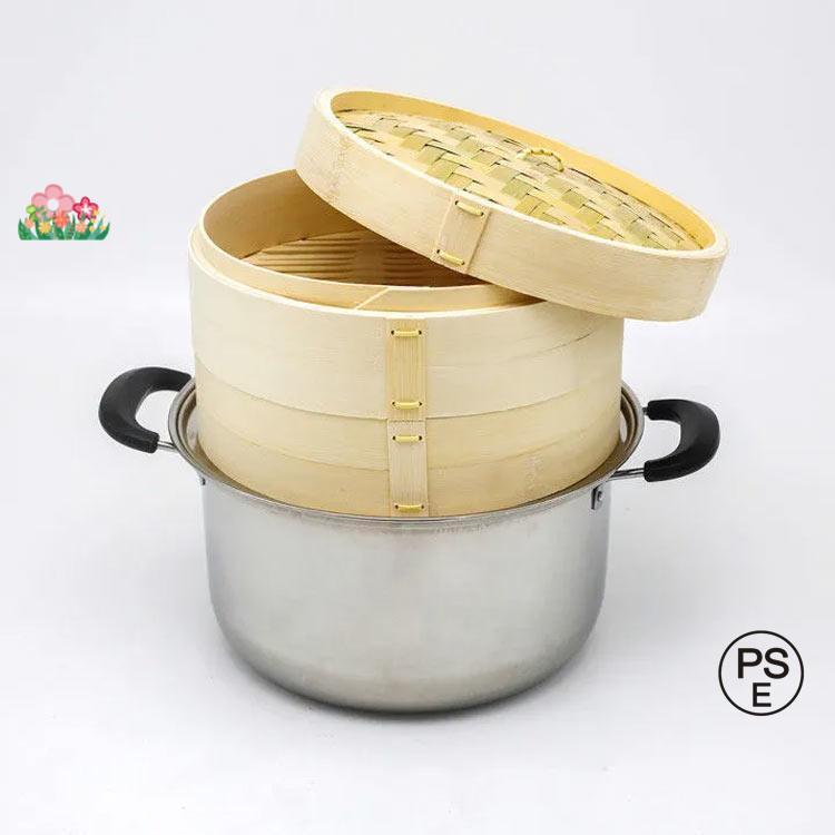 竹 せいろ 中華せいろ 21cm 24cm 27cm 竹セイロ 鍋セット せいろ身×2 ふた×1 蒸し板×1 ステンレス鍋×1 IH対応 蒸籠 セイロ |  | 03