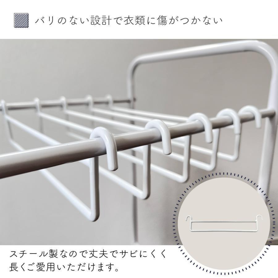スラックスハンガー 20本 ズボンハンガー キャスター 跡がつかない 滑らない 大容量 20本掛け ラック パンツハンガー ボトムハンガー クローゼット 押入れ 収納 |  | 06