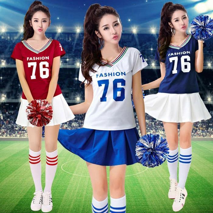 チアガール衣装 ダンスウェア サッカー コスプレ 舞台 イベント 上下セット 半袖 ダンス衣装 トップス スカート カジュアル ステージ衣装 ユニフォーム |  | 01