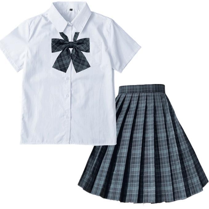レディース 制服 コスプレ セットアップ スカート 半袖 JK 女子高校 学生服 スクールシャツ プリーツスカート リボン 3点セット セーラー服 コスチューム 中学生 |  | 02