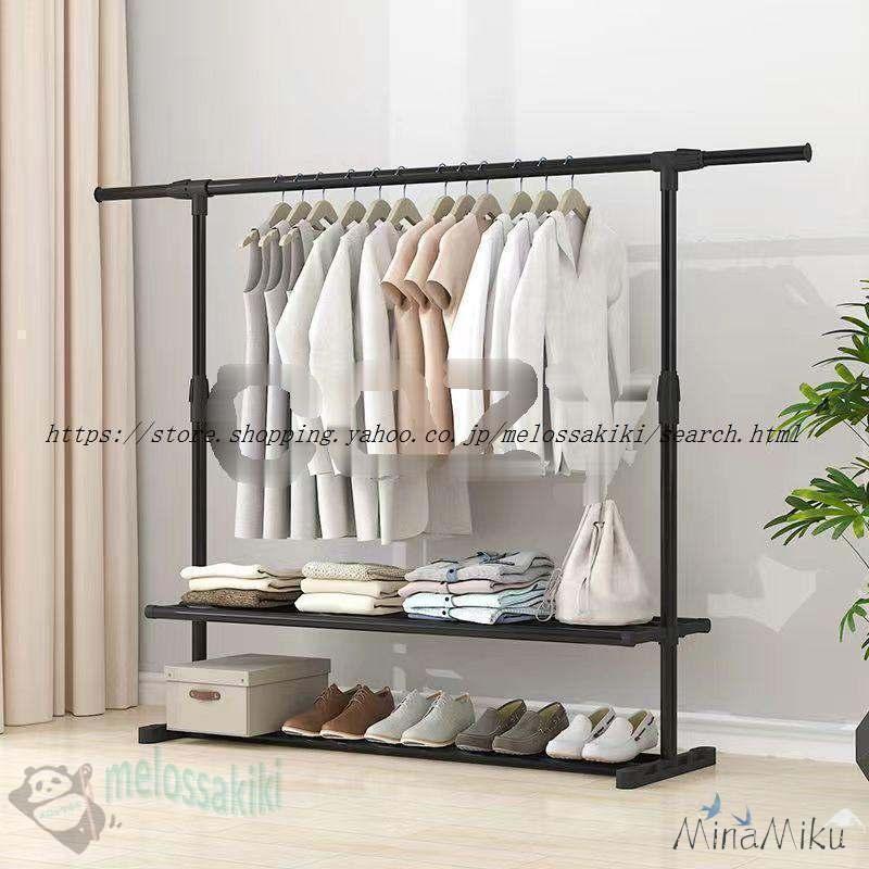 ハンガーラック フック付き 衣類収納 洋服掛け 高耐荷重 大容量 頑丈 2段 シンプル ナチュラル 多機能 パイプハンガー |  | 01