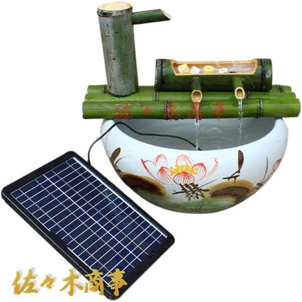 ソーラーポンプ付きの竹の噴水屋内/屋外用の禅ガーデン噴水任意のコンテナと組み合わせる日本の庭の池の水機能の装飾 50cm | 