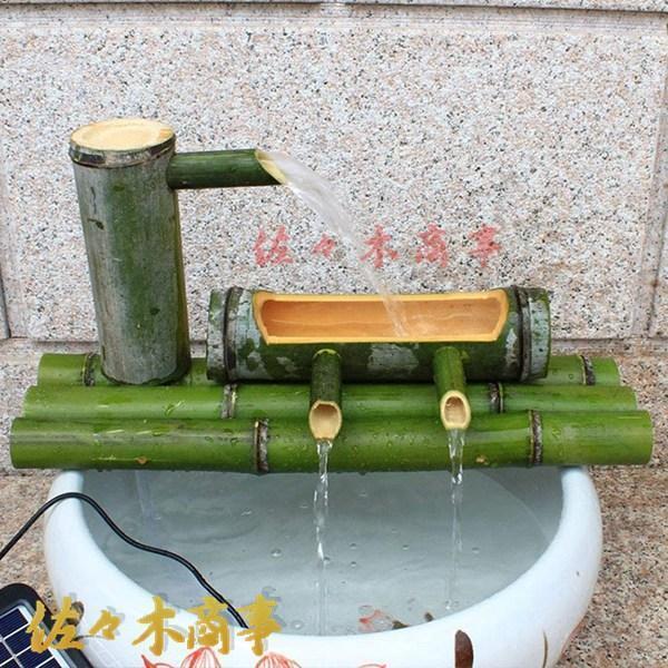 ソーラーポンプ付きの竹の噴水屋内/屋外用の禅ガーデン噴水任意のコンテナと組み合わせる日本の庭の池の水機能の装飾 50cm |  | 02