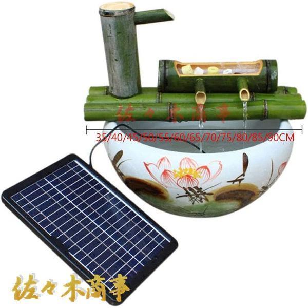 ソーラーポンプ付きの竹の噴水屋内/屋外用の禅ガーデン噴水任意のコンテナと組み合わせる日本の庭の池の水機能の装飾 50cm |  | 06