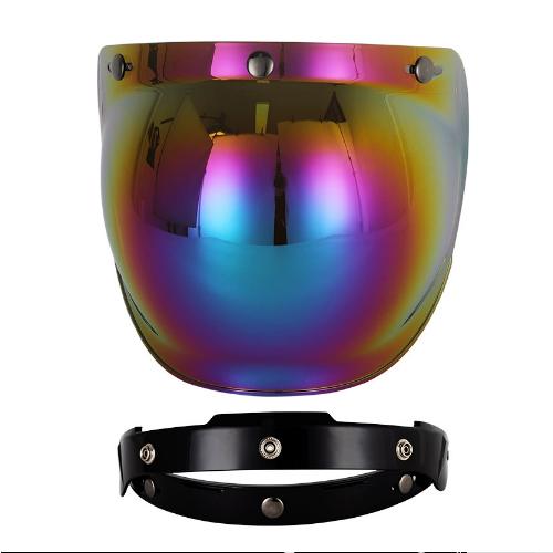 ヘルメット シールド バブルシールド ジェットヘルメット シールド ミラー 曇り止め UVカット 紫外線カット 開閉式 風防タイプ 3スナップ カラフル |  | 07
