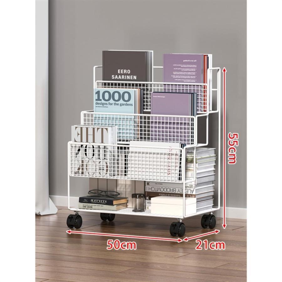 本棚 書類棚 雑誌ラック ファイルワゴン ブックシェルフ キャスター付き デスク下 大容量 移動式 階段式 キャスター付き |  | 01