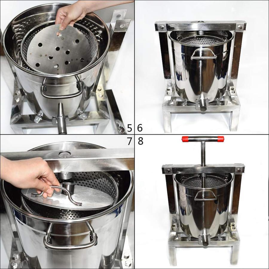 蜂蜜分離器 蜂蜜 圧搾機 ステンレス圧縮製蝋器 手手動 脱水機 ジューサー 手動 14L大容量 ワックス押え はちみつ絞り器 遠心分離機 手動 圧搾機 ドラム養蜂器具 |  | 06