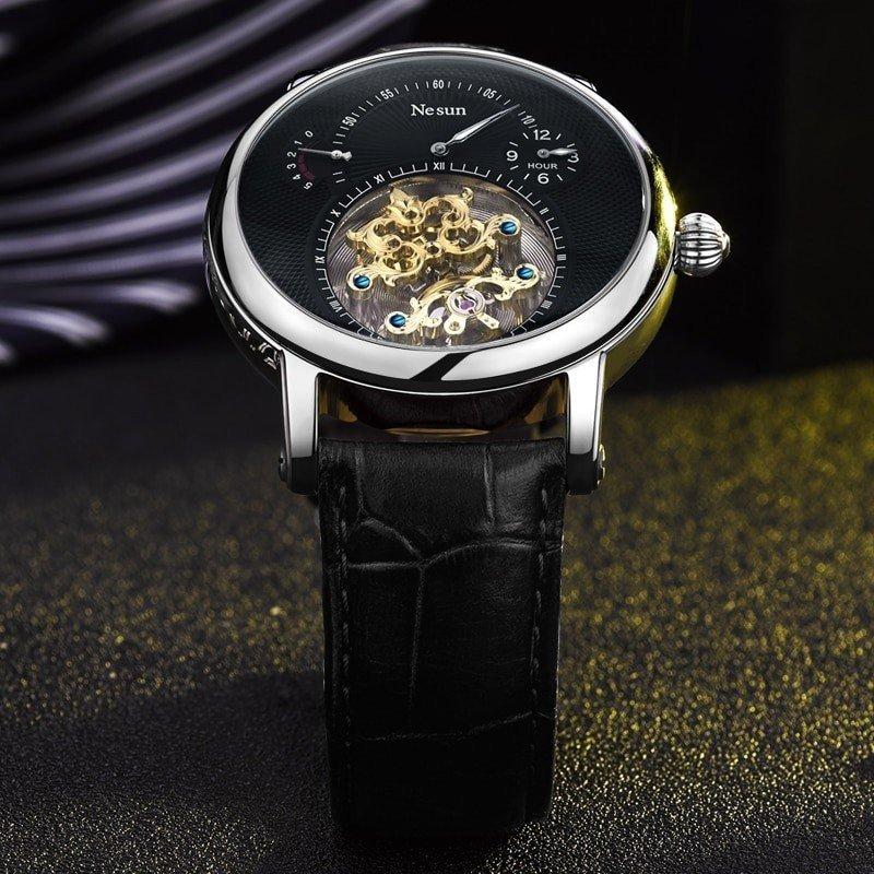 専門店 スイス高級ブランド Nesun 自動巻き 機械式腕時計 メンズ トゥールビヨン サファイアクリスタル