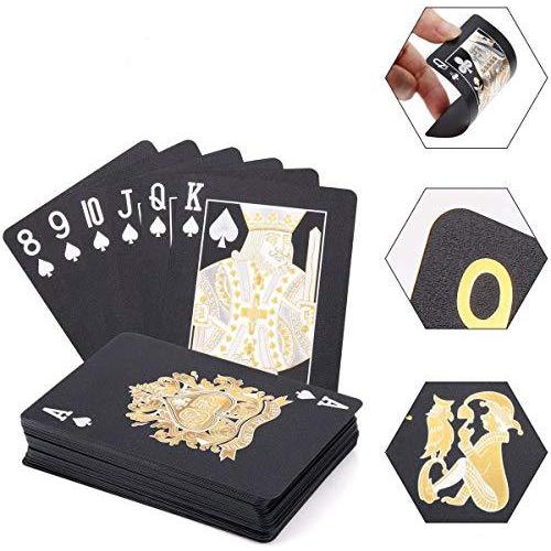 全商品オープニング価格 パーティー トランプ 金箔 防水 ゴールド ブラック マジックトランプ プラスチック製 54枚 トランプ 集会 1個組 収納ケース付き ゲーム トランプ Www Fattoriabacio Com
