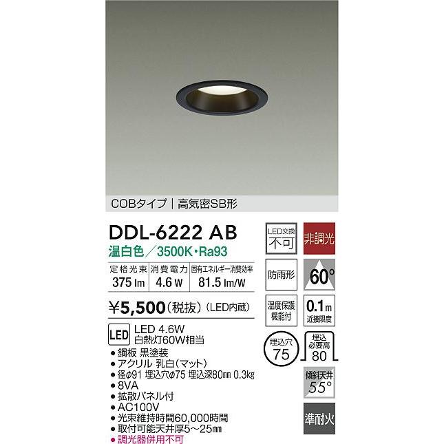 DDL-4752 YWG COBタイプ ダウンライト×6灯 大光電機 屋内・屋外兼用ベースダウンライト DDL6134AW COB