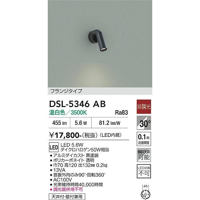 大光電機 直付型スポットライト 屋内用 DSL5346AB 工事必要 : プリズマ