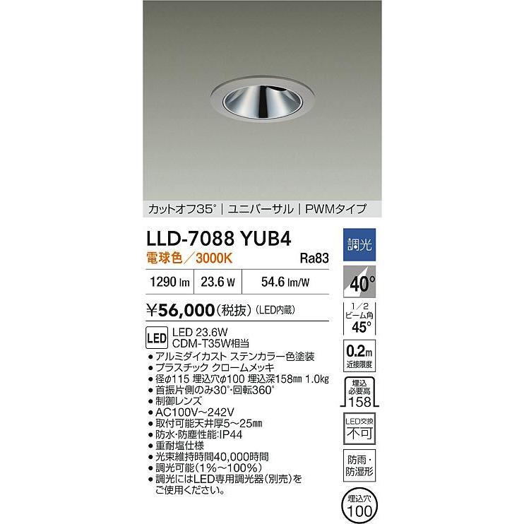 ※メーカー欠品中※ 大光電機 アウトドアユニバーサルダウンライト (調光器別売) カットオフ35° 工事必要 LLD7088YUB4_1