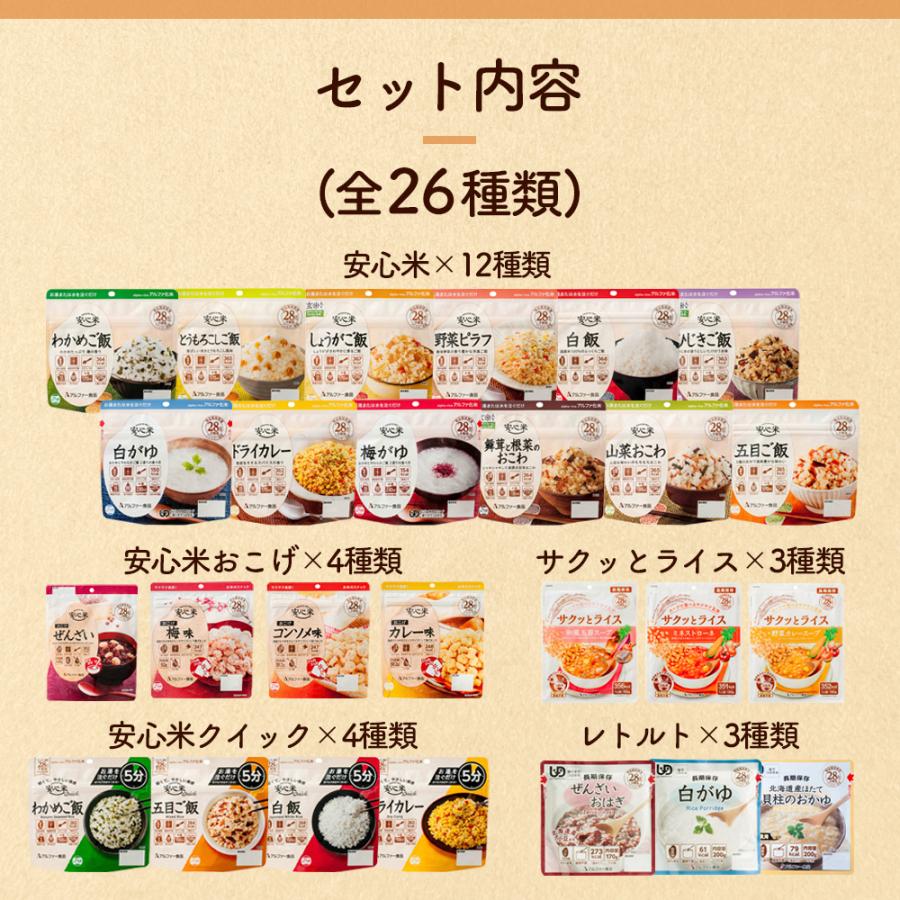 防災ダイレクト アルファ米26種類セット8日分 非常食 アルファ化米 5年