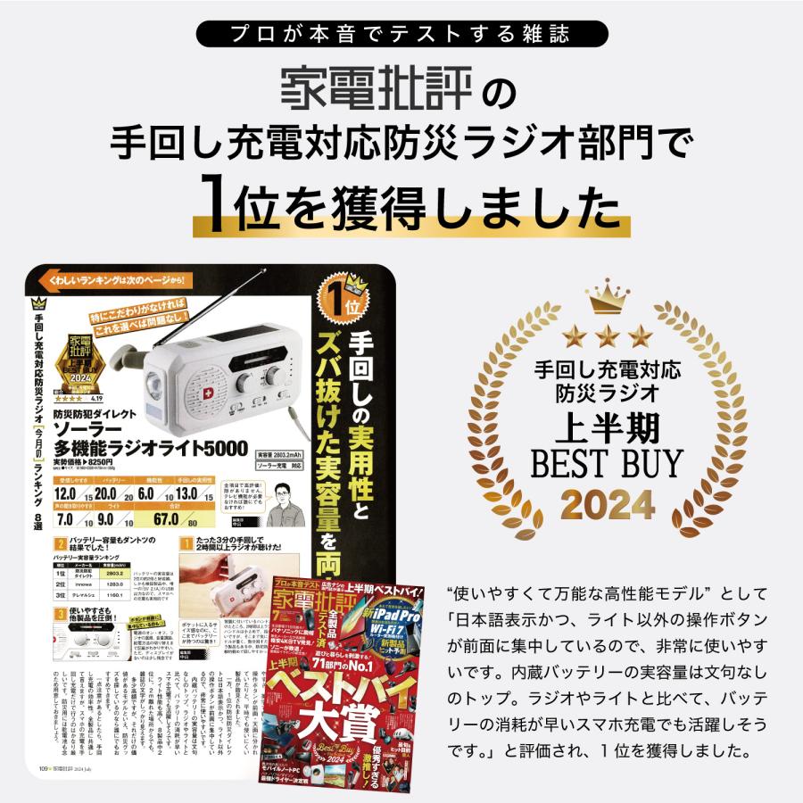 防災防犯ダイレクト ソーラー多機能ラジオライト5000 防災ラジオ