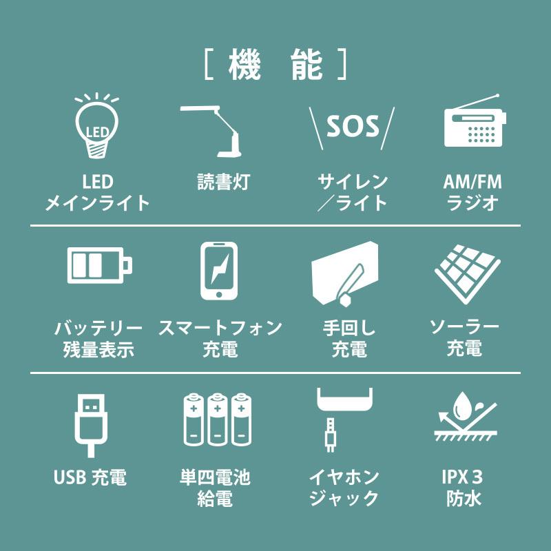 ソーラー多機能ラジオライト5000 防災ラジオ 4way充電 5000mAhバッテリー スマホ充電 多機能 手回し 災害用 ラジオ 防災用品 非常用 非常灯 ワイドFM | 防災ダイレクト | 02