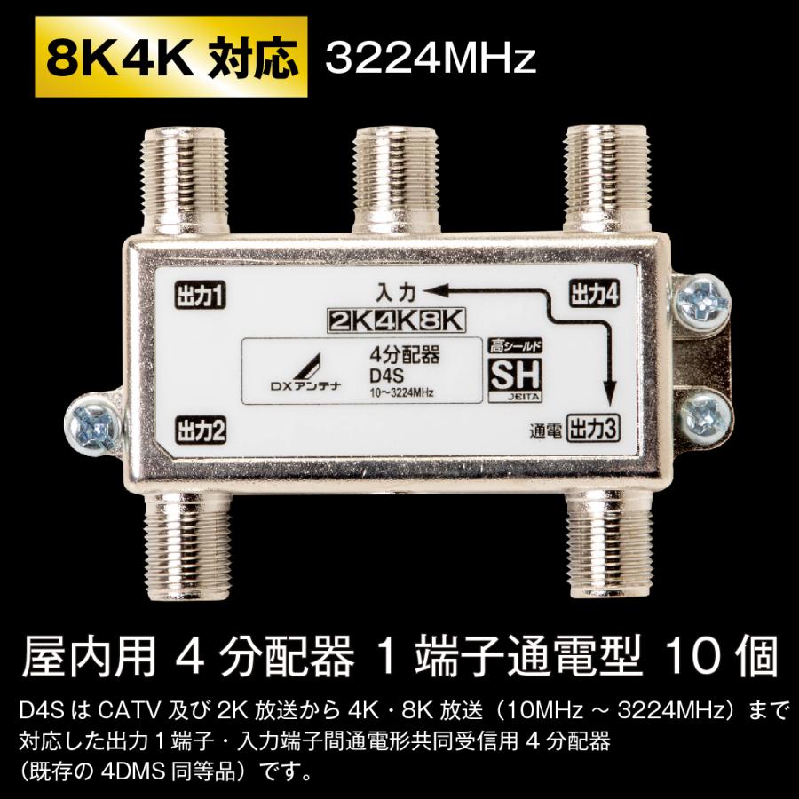 DXアンテナ 4分配器 1端子通電型 D4S 10個/ケース CATV 新4K8K DXアンテナ 4分配器 1端子通電型 D4S 10個/ケース CATV 新4K8K