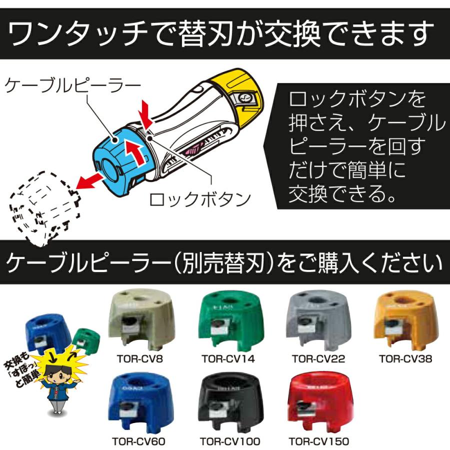 未来工業 ケーブル皮むき器 トリッパーCV TOR-CV1S 14・22 コンパクト CV・CVD・CVTケーブル単芯 電線 皮むき ワイヤーストリッパー｜pro-pochi｜06