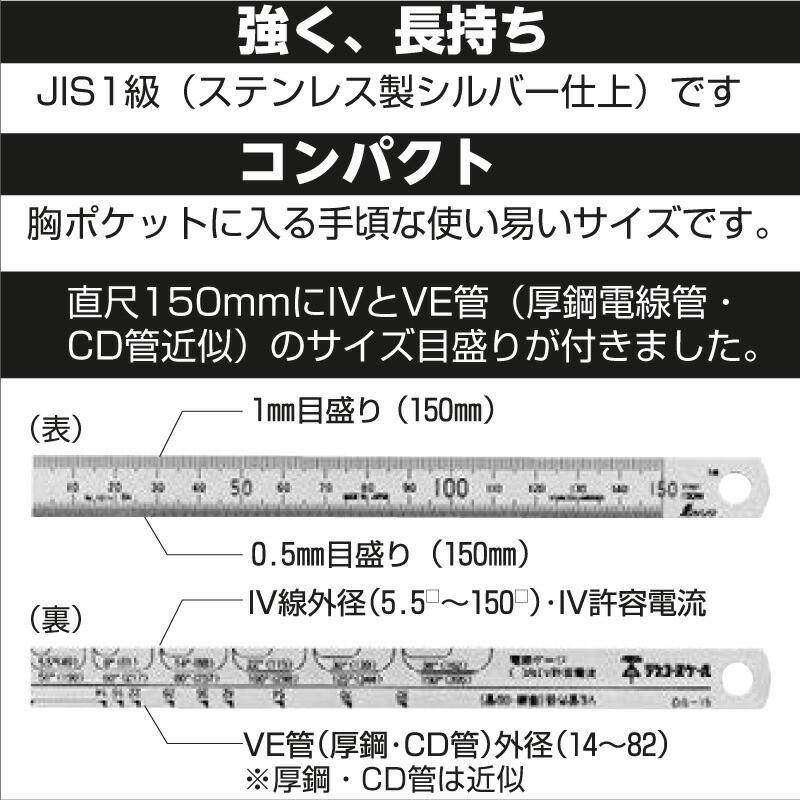 未来工業 デンコースケール (電線・パイプ径付 150mm直尺) DS-15 爆買