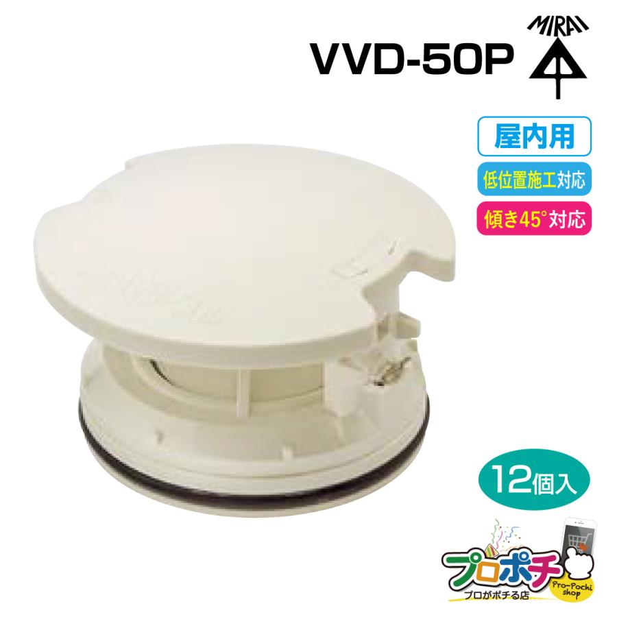 未来工業 (取寄品) (P10倍) 排水用通気弁 VVD-50P 12個入 通気スイスイ