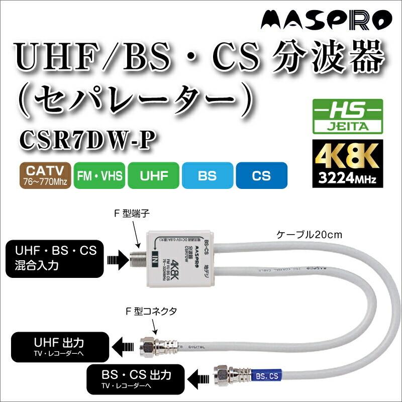 マスプロ ケーブル付き分波器 4K8K対応 VU/BS・CS分波器(セパレーター) CSR7DW-P｜pro-pochi｜02