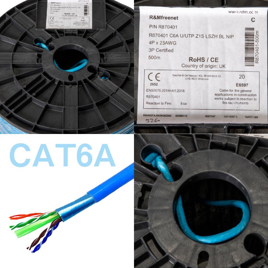 R870401 (青/Blue) 500m巻 環境配慮形 カテゴリー6A (CAT6A) U/UTP