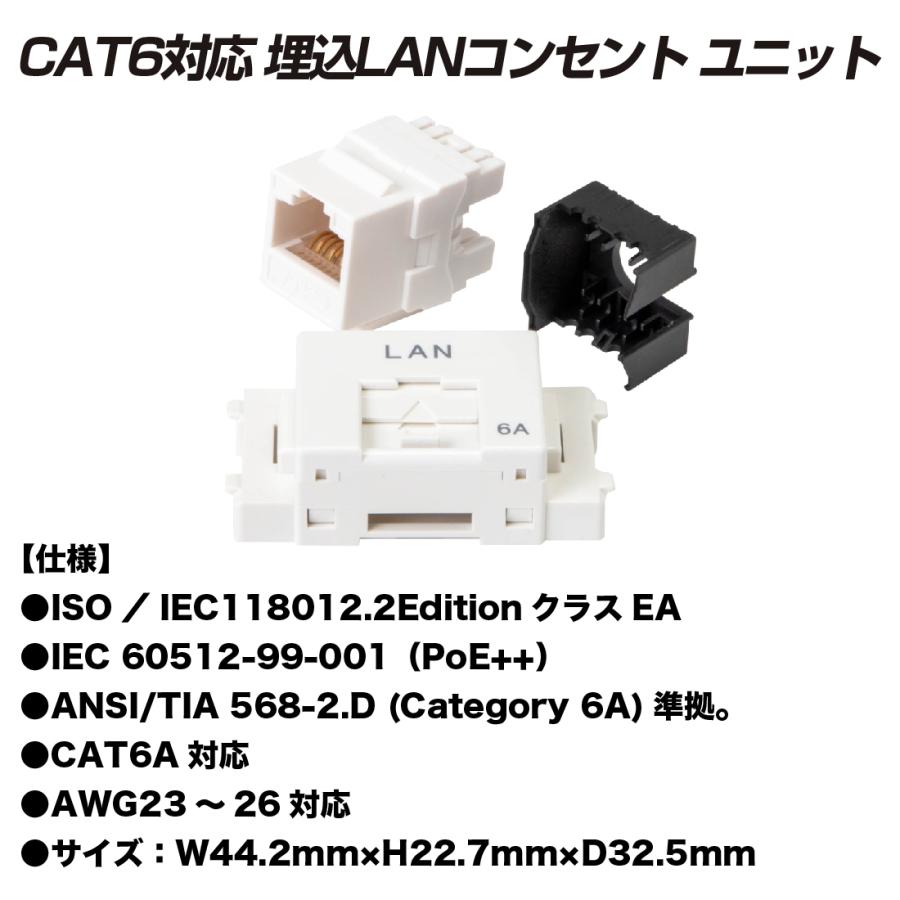 LWU-110-6A 10個/1箱 CAT6A単線LAN対応 埋込LANコンセント 110簡易工具