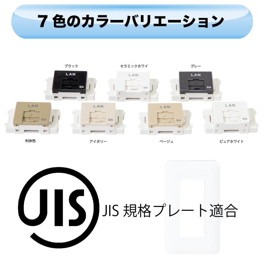 LWU-110-6A 10個/1箱 CAT6A単線LAN対応 埋込LANコンセント 110簡易工具