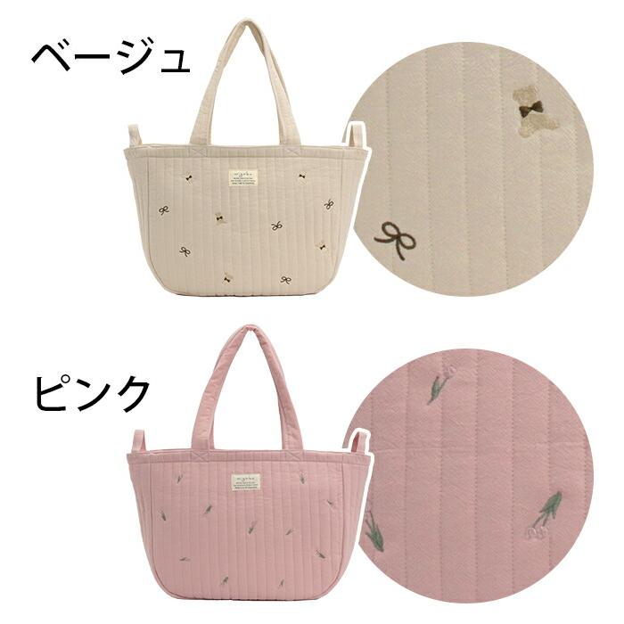 トートバッグ キルティング migoka ミゴカ ちらし刺繍 ヌビ ワイド