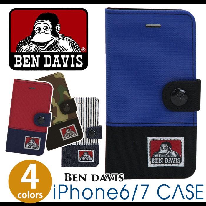 スマートフォンケース スマホケース BEN DAVIS ベンデイビス iPhone6 iPhone7 ケース 手帳型 メンズ レディース サイドポケット ブランド｜pro-shop