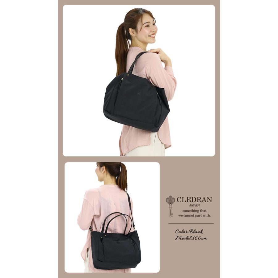 CLEDRAN クレドラン トートバッグ ショルダーバッグ レディース 日本製 2way 手持ち 肩掛け A4 LALI 2WAY FRONT POCKET TOTE ラリ ブラック A4 高級感