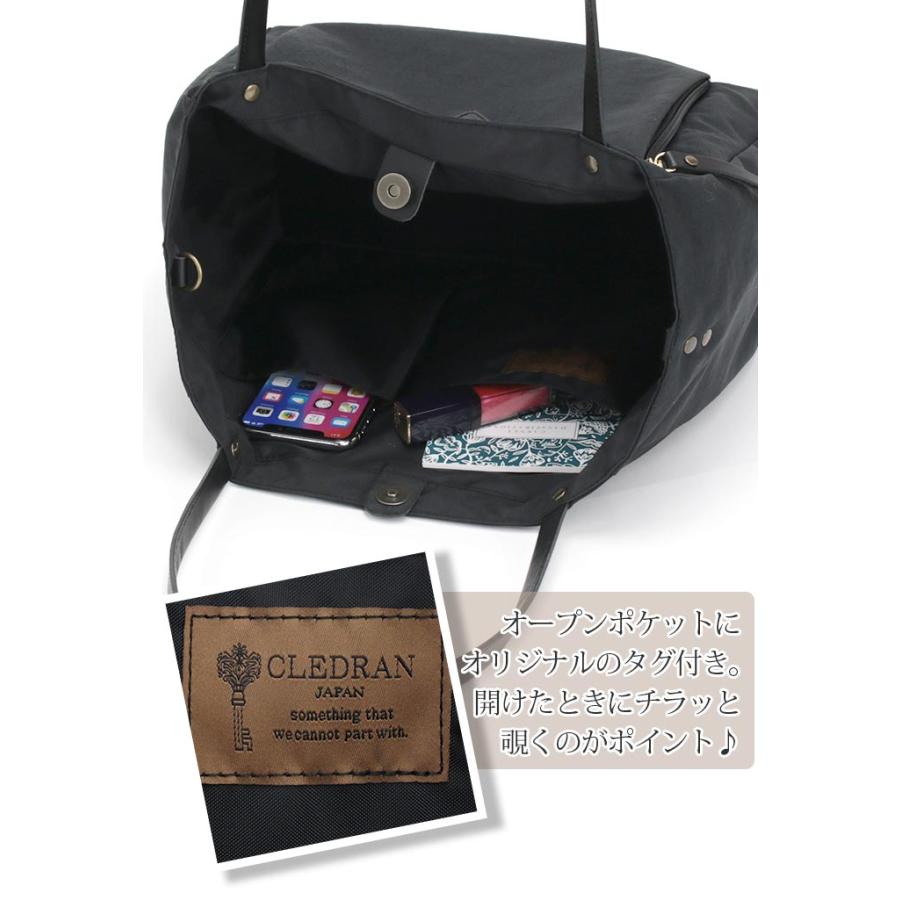 CLEDRAN クレドラン トートバッグ ショルダーバッグ レディース 日本製 2way 手持ち 肩掛け A4 LALI 2WAY FRONT POCKET TOTE ラリ ブラック A4 高級感