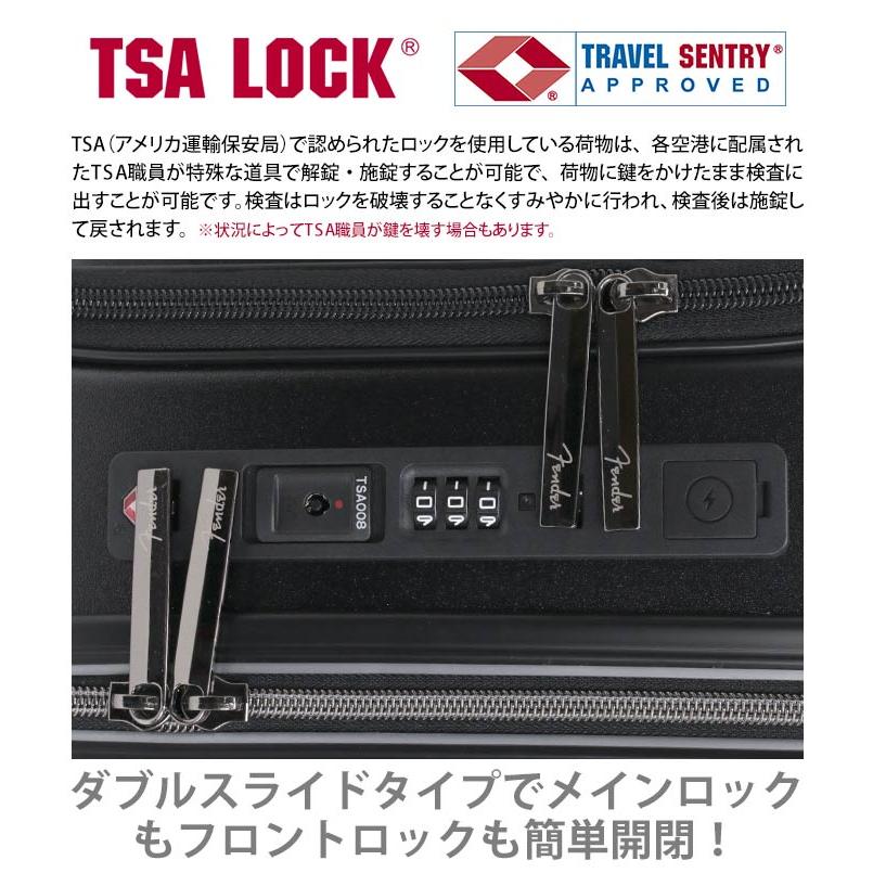Fender フェンダー スーツケース フロントオープン ポケット 静音キャスター USBポート ネームタグ ハード 大容量 機内持ち込み 国際線 国内線 旅行 修学旅行｜pro-shop｜16