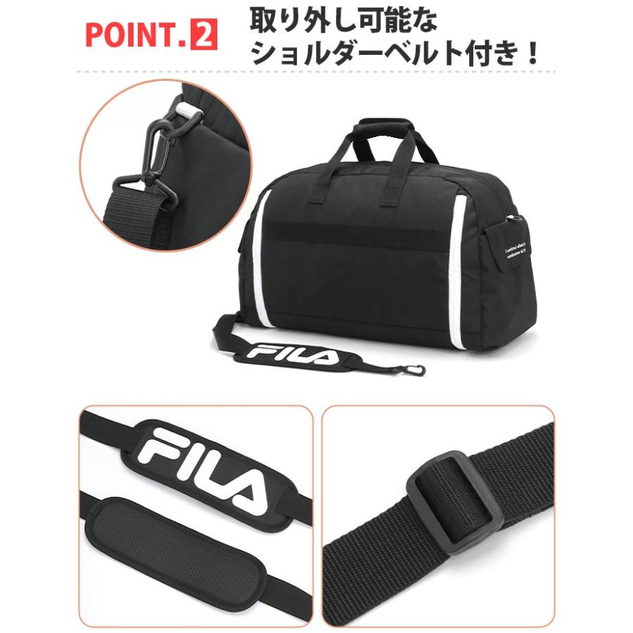 FILAボストンバッグ 拡張60L黒 コンパクト収納 2wayショルダーバッグ FILA ボストンバッグ フィラ 52L 60L 拡張 2WAY 大容量