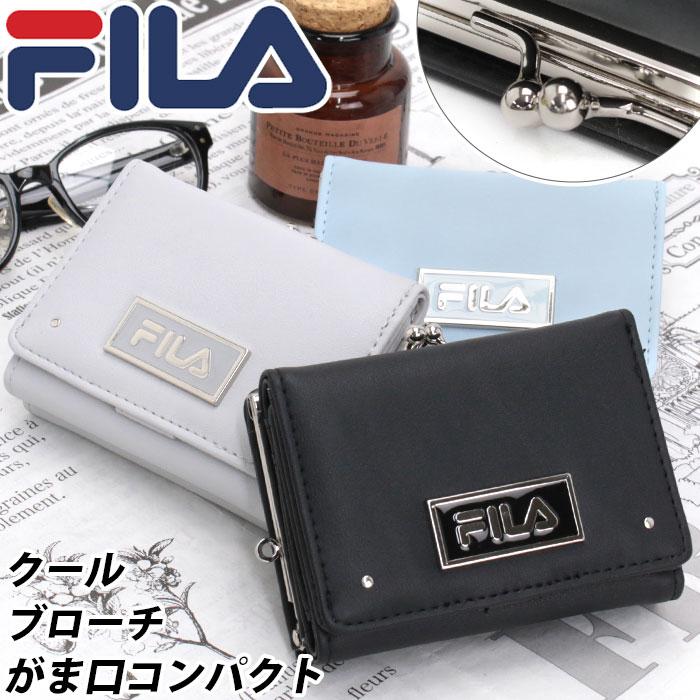 FILA（フィラ） 三つ折り財布 コンパクト グラデブローチ がま口