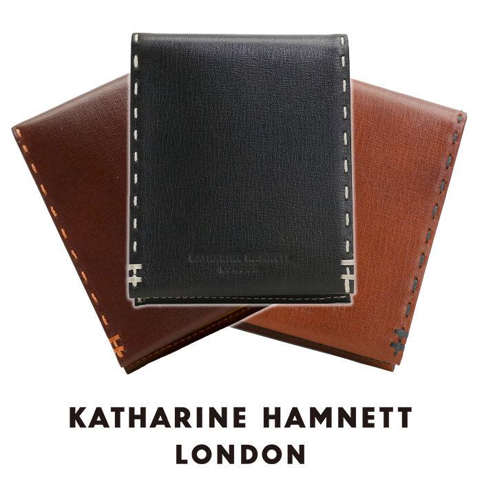 二つ折り 財布 メンズ レディース KATHARINE HAMNETT LONDON キャサリンハムネット ロンドン 折財布 牛革 型押し 小銭入 ポケット 札入 BOX付｜pro-shop｜09