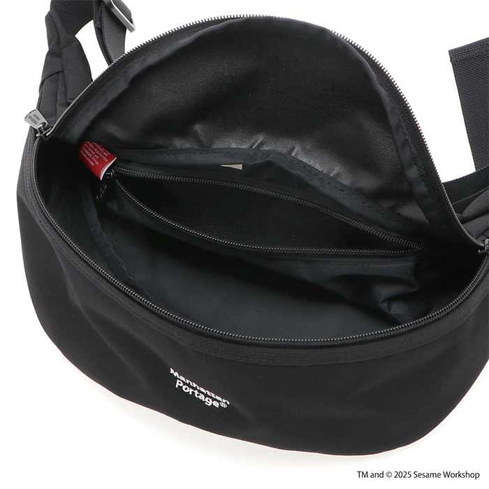 【極美品⭐】 PORTER L-fine ウエストバッグ 赤裏地 限定 黒 Manhattan Portage（マンハッタンポーテージ） ウエストバッグ 限定