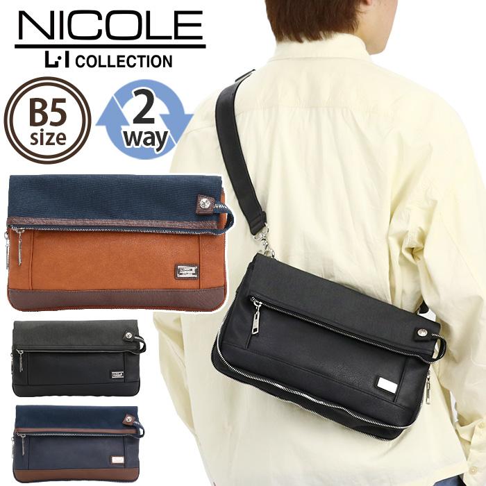 NICOLE（ニコル） ショルダーバッグ フラップ クラッチバッグ メンズ