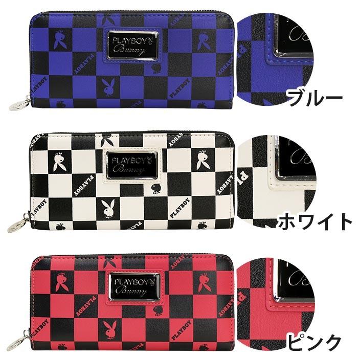 PLAYBOY 長財布 プレイボーイ 財布 フラッグチェック ラウンド