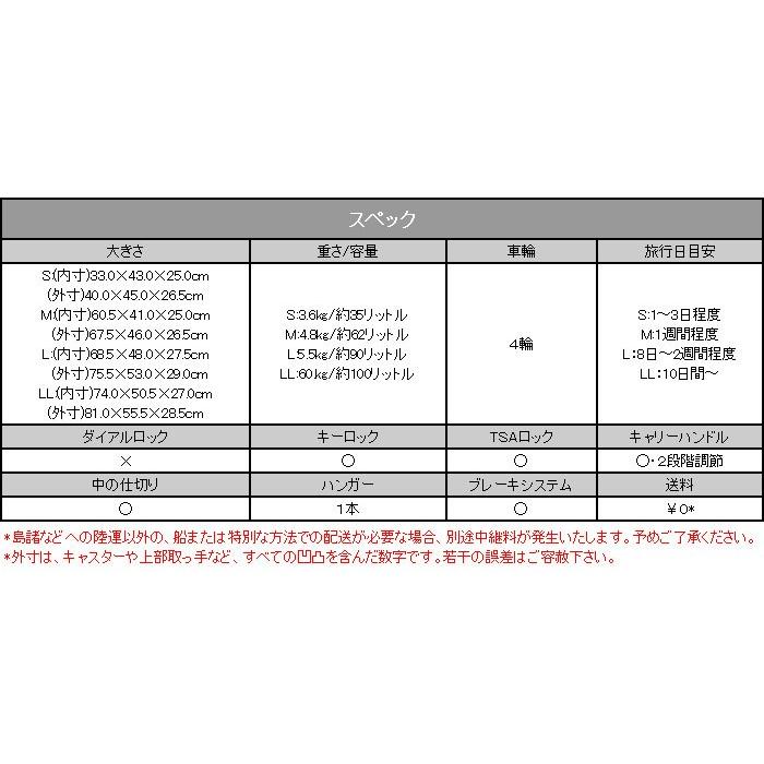 BALENO EXE バレノエグゼ スーツケース キャリーバッグ キャリーケース 4輪 TSAロック 中型 Mサイズ 62L 送料無料 メンズ レディース ブランド｜pro-shop｜08