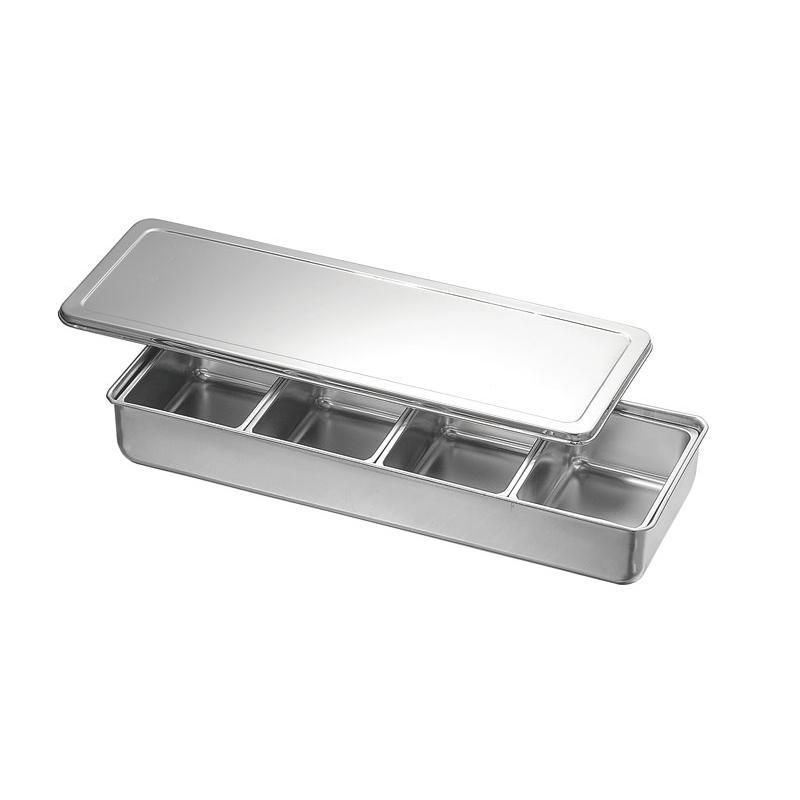 1点】調味料入れ KO 18-8調味料入バット長4ッ組(舟形中子付) 00469037