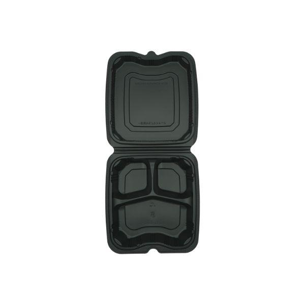 まとめ買い 弁当容器 リスパック バイオデリカ シェルBOX70-1 黒 200枚(25枚×8)の画像