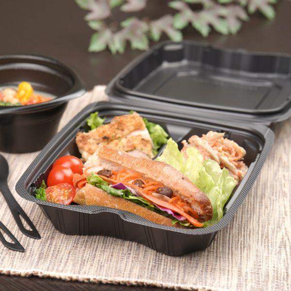 まとめ買い 弁当容器 リスパック バイオデリカ シェルBOX70-1 黒 200枚(25枚×8)の画像
