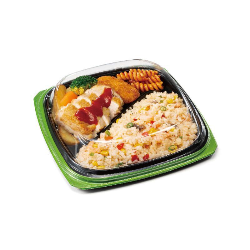 【600点】弁当容器 バイオ マウント 22-22-1B 緑黒 リスパック 00768437の画像
