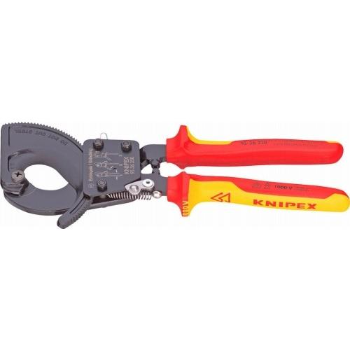 クニペックス（KNIPEX）ラチェット式絶縁ケーブルカッター250mm【コンフォートハンドル】〔9536-250〕9536250
