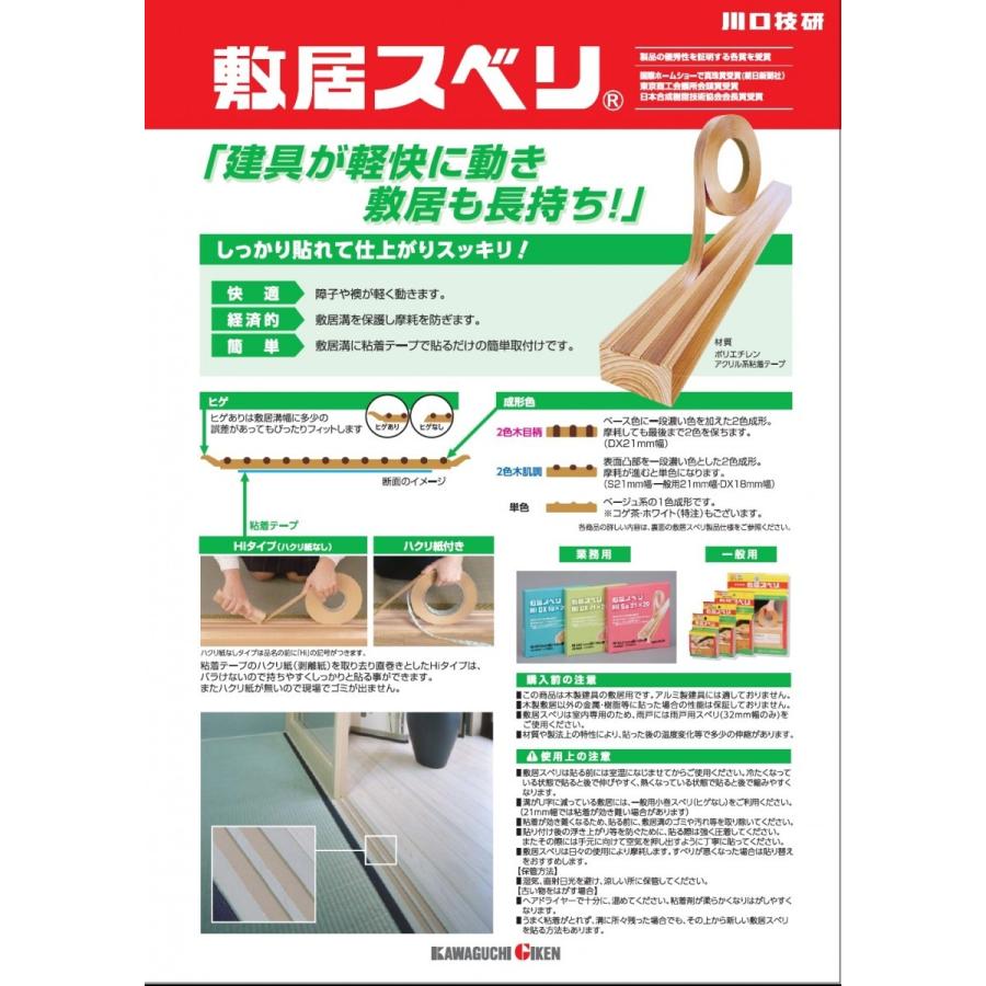 敷居スベリ 川口技研 S型スベリ 21mm幅×20m1巻 : プロヤマ - 通販