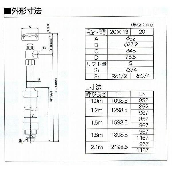 不凍給水栓 D-PRY13mm×2.1M 竹村製作所 : プロヤマ - 通販 - Yahoo
