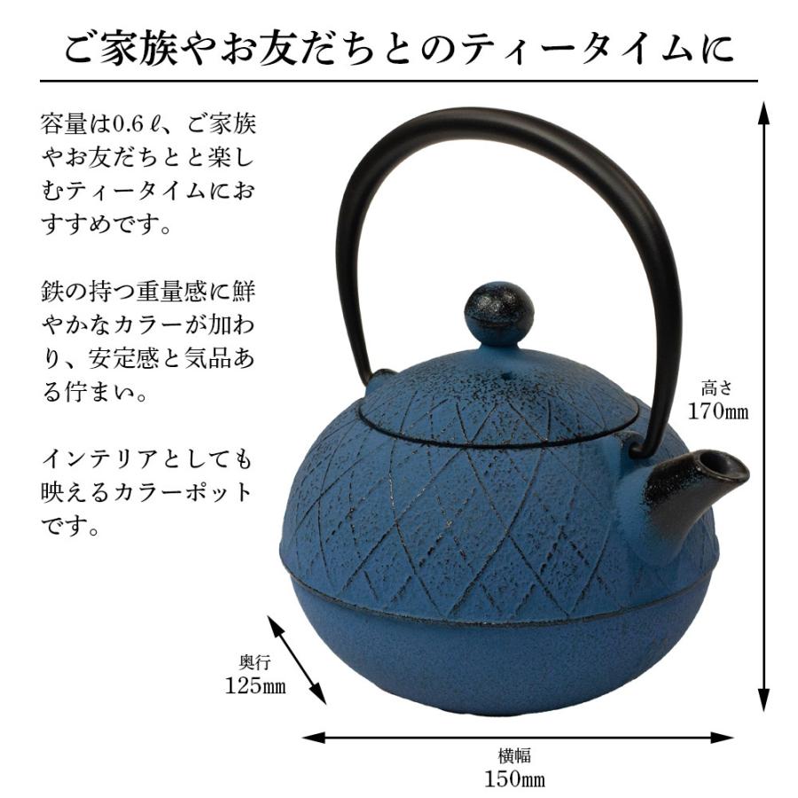 ギフト用 南部鉄器 急須 及春 0.6L 鉄瓶 おしゃれ 日本製 カラーポット