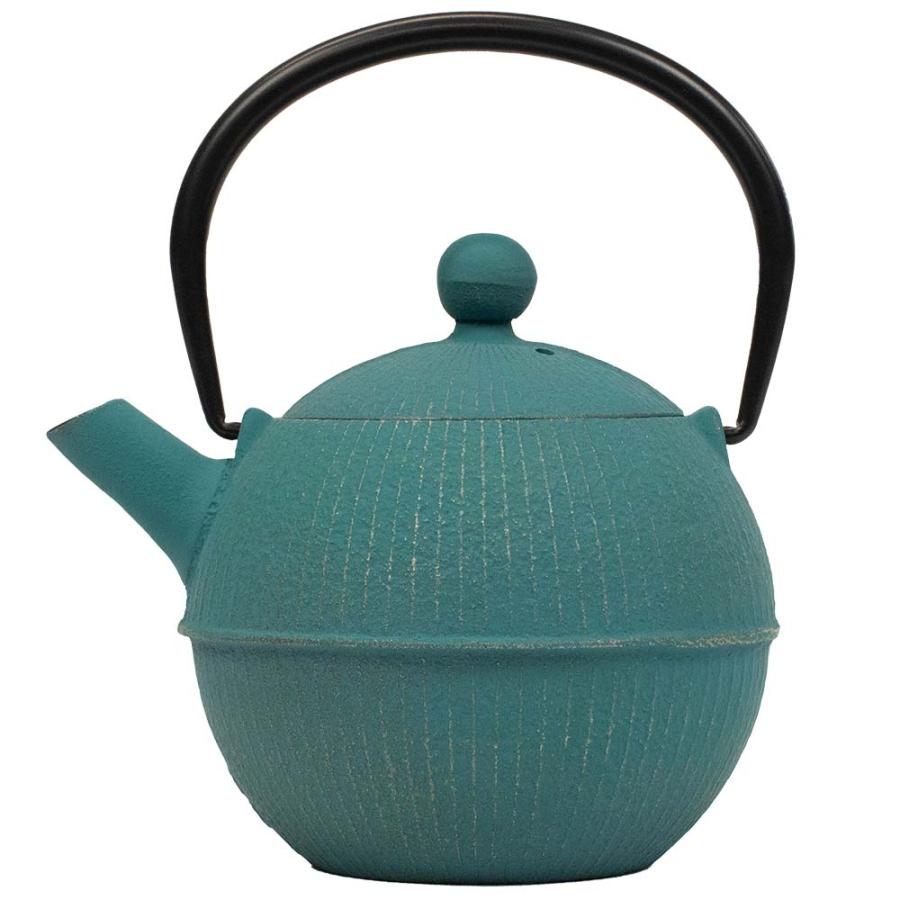 経年美品】南部鉄器南部鉄瓶急須青ブルー8角