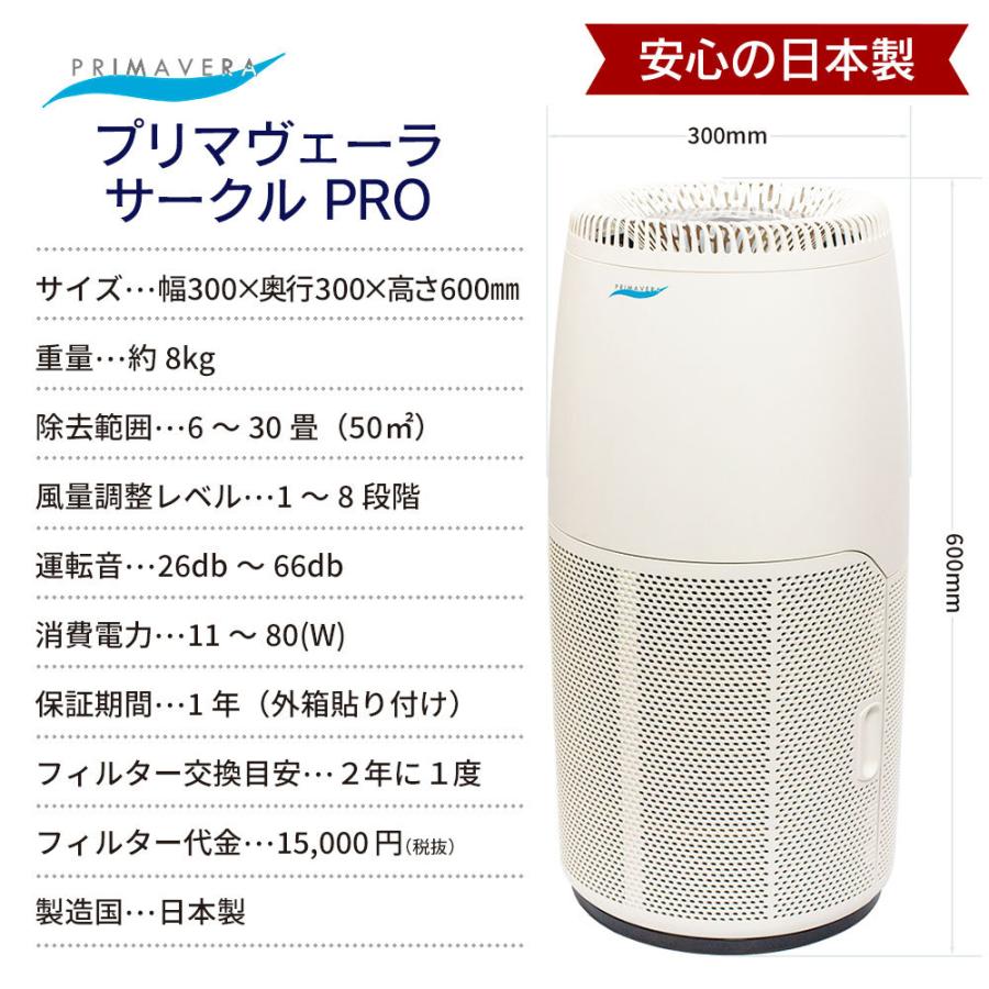 空気清浄機 プリマヴェーラ サークル PRO 適用床面積30畳 酸化チタン光触媒搭載 花粉 PM2.5 対策 日本製 脱臭 集塵 会社 病院に |  | 15